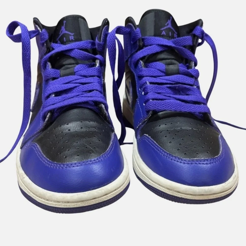 Nike Air Jordan 1 Sz 6 Shoes High-top Basketball Sneakers Purple Black